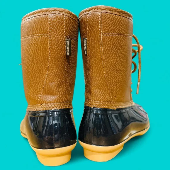 Preppy Indie Rainy Waterproof Brown Duck Boots 6 - Picture 3 of 5